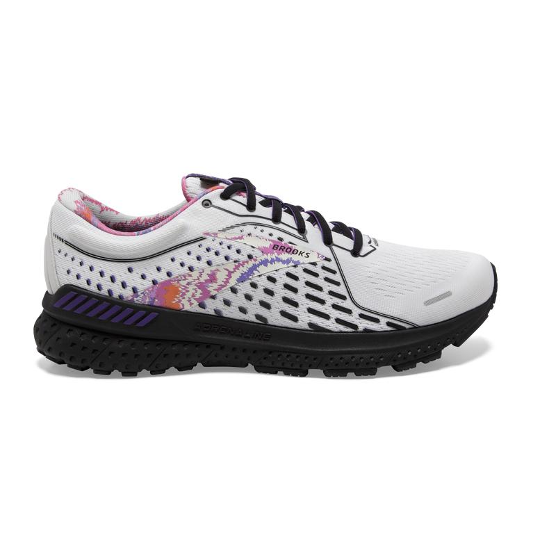 Brooks Adrenaline Gts 21 - Mens Walking Shoes - White/Black/Ultra Violet (40631CNZB)